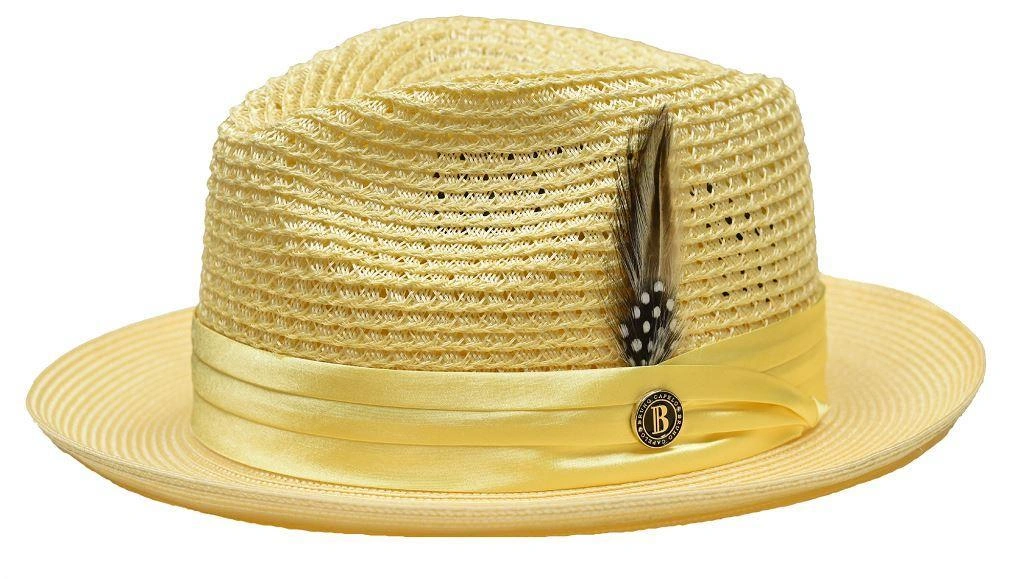 Gul Fedora i Flettet Halmhat Solskygge Forår Sommer Strand Hat Fantastisk Design Letvægts
